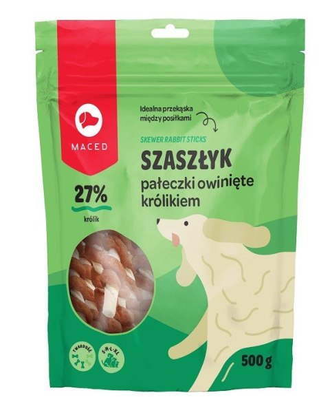 MACED Szaszłyk Pałeczki owinięte królikiem - gryzak dla psa - 500 g MACED Szaszłyk Pałeczki owinięte królikiem - gryzak dla psa - 500 g