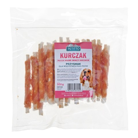 PETITTO Pałeczki owinięte kurczakiem 500G PETITTO Pałeczki owinięte kurczakiem 500G