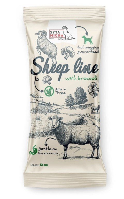 SYTA MICHA Sheep Line Kość do żucia Owca z brokułem dla psa 12cm SYTA MICHA Sheep Line Kość do żucia Owca z brokułem dla psa 12cm