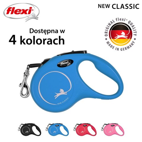 Smycz flexi automatyczna New Classic S taśma 5 m - dla psa do 15 kg, kolor niebieski Smycz flexi automatyczna New Classic S taśma 5 m - dla psa do 15 kg, kolor niebieski