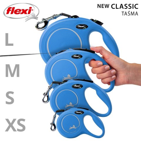 Smycz flexi automatyczna New Classic S taśma 5 m - dla psa do 15 kg, kolor niebieski Smycz flexi automatyczna New Classic S taśma 5 m - dla psa do 15 kg, kolor niebieski