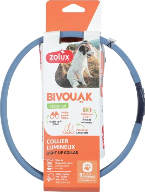 ZOLUX Obroża LED silikon BIVOUAK niebieska ZOLUX Obroża LED silikon BIVOUAK niebieska