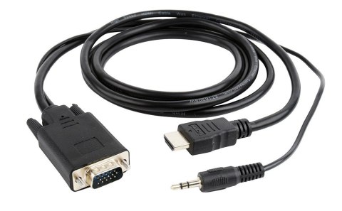 Adapter GEMBIRD A-HDMI-VGA-03-6 (HDMI M - D-Sub (VGA), Jack stereo 3,5 mm M; 1,8m; kolor czarny) Adapter GEMBIRD A-HDMI-VGA-03-6 (HDMI M - D-Sub (VGA), Jack stereo 3,5 mm M; 1,8m; kolor czarny)