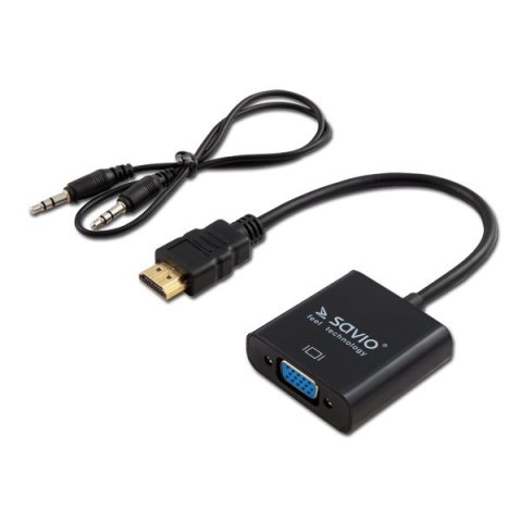 Adapter SAVIO CL-23/B (HDMI M - D-Sub (VGA) F; 0,20m; kolor czarny) Adapter SAVIO CL-23/B (HDMI M - D-Sub (VGA) F; 0,20m; kolor czarny)