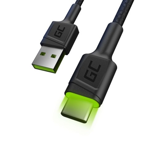 GREEN CELL KABEL KABGC06 GC RAY USB - USB-C 120CM, ZIELONY LED, SZYBKIE ŁADOWANIE ULTRA CHARGE, QC 3.0 GREEN CELL KABEL KABGC06 GC RAY USB - USB-C 120CM, ZIELONY LED, SZYBKIE ŁADOWANIE ULTRA CHARGE, QC 3.0
