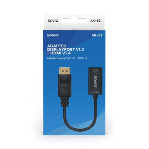 SAVIO ADAPTER DISPLAYPORT (M) V1.2 - HDMI A (F) V1.4, 4K AK-62 SAVIO ADAPTER DISPLAYPORT (M) V1.2 - HDMI A (F) V1.4, 4K AK-62