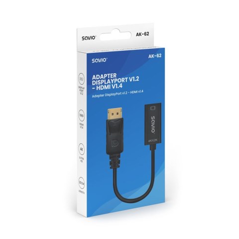 SAVIO ADAPTER DISPLAYPORT (M) V1.2 - HDMI A (F) V1.4, 4K AK-62 SAVIO ADAPTER DISPLAYPORT (M) V1.2 - HDMI A (F) V1.4, 4K AK-62