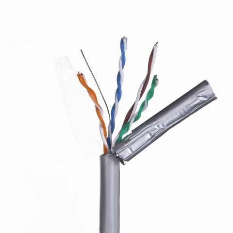 Kabel sieciowy A-LAN drut, 100% miedź KIF5PVC305Q (FTP; 305m; kat. 5e; kolor szary) Kabel sieciowy A-LAN drut, 100% miedź KIF5PVC305Q (FTP; 305m; kat. 5e; kolor szary)