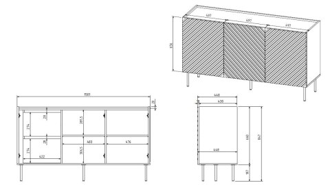 Komoda 3D2SZ ONDA 150x45x85 czarny Komoda 3D2SZ ONDA 150x45x85 czarny