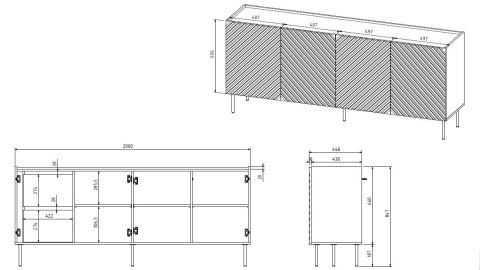 Komoda 4D2SZ ONDA 200x45x85 czarny Komoda 4D2SZ ONDA 200x45x85 czarny