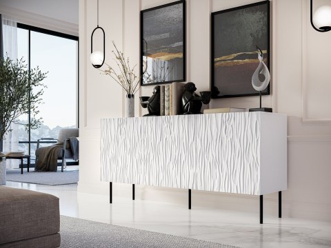 Komoda JUNGLE 152x40,5x74,5 biały mat + czarne nóżki Komoda JUNGLE 152x40,5x74,5 biały mat + czarne nóżki