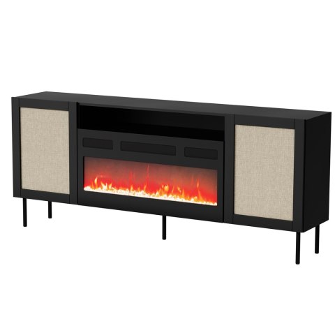 Komoda JUTA EF + kominek elektryczny 202x39,5x85 czarny + linol calabria Komoda JUTA EF + kominek elektryczny 202x39,5x85 czarny + linol calabria