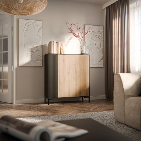 Komoda MERCI 100x40x129 czarny/dąb artisan Komoda MERCI 100x40x129 czarny/dąb artisan