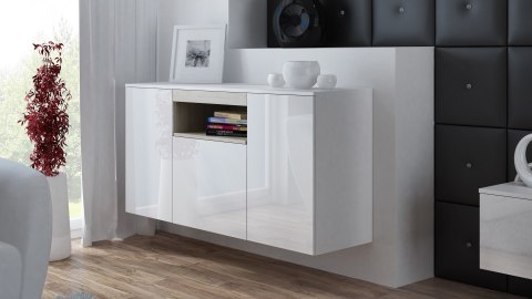 Komoda VIVA 150 biały/ biały połysk+ dąb sonoma Komoda VIVA 150 biały/ biały połysk+ dąb sonoma
