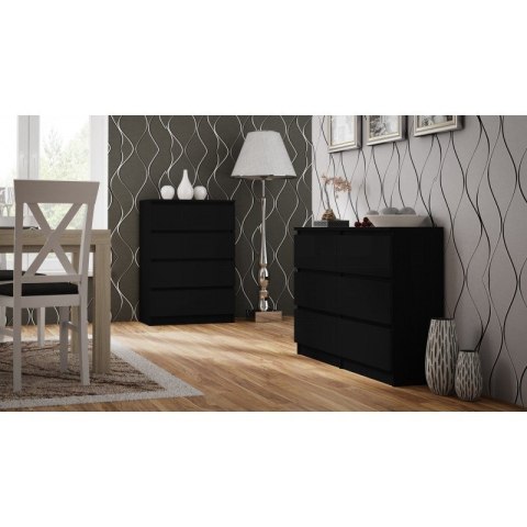 M4 MALWA KOMODA 4 SZUFLADY CZARNY M4 MALWA KOMODA 4 SZUFLADY CZARNY