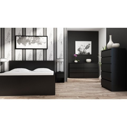 M6 MALWA KOMODA 140CM 6 SZUFLAD CZARNY M6 MALWA KOMODA 140CM 6 SZUFLAD CZARNY