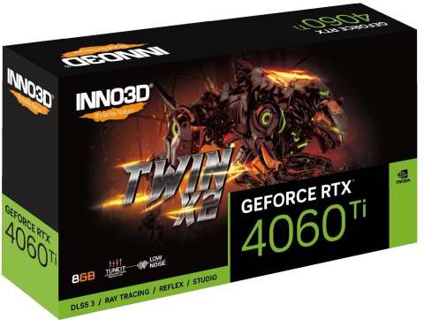 Karta graficzna INNO3D GeForce RTX 4060 Ti TWIN X2 8GB GDDR6 DLSS 3 Karta graficzna INNO3D GeForce RTX 4060 Ti TWIN X2 8GB GDDR6 DLSS 3