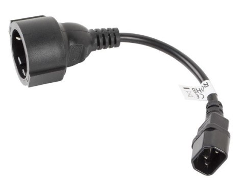 LANBERG PRZEDŁUŻACZ KABLA ZASILAJĄCEGO IEC 320 C14 -> SCHUKO(F), 20CM LANBERG PRZEDŁUŻACZ KABLA ZASILAJĄCEGO IEC 320 C14 -> SCHUKO(F), 20CM