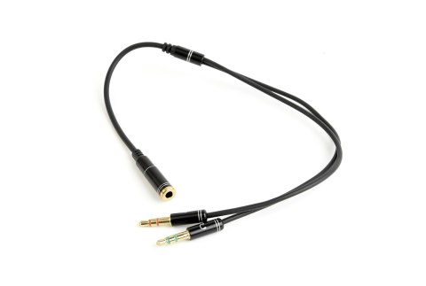 Kabel GEMBIRD CCA-418M (Mini Jack x2 M - 4-Pin, Jack stereo 3,5 mm F; 0,20m; kolor czarny) Kabel GEMBIRD CCA-418M (Mini Jack x2 M - 4-Pin, Jack stereo 3,5 mm F; 0,20m; kolor czarny)
