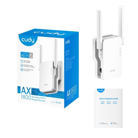 Wzmacniacz sygnału WIFI CUDY RE1800 LAN 1xGigabit AX1800 Dual Band Wi-Fi 6 Mesh Wzmacniacz sygnału WIFI CUDY RE1800 LAN 1xGigabit AX1800 Dual Band Wi-Fi 6 Mesh