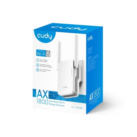 Wzmacniacz sygnału WIFI CUDY RE1800 LAN 1xGigabit AX1800 Dual Band Wi-Fi 6 Mesh Wzmacniacz sygnału WIFI CUDY RE1800 LAN 1xGigabit AX1800 Dual Band Wi-Fi 6 Mesh