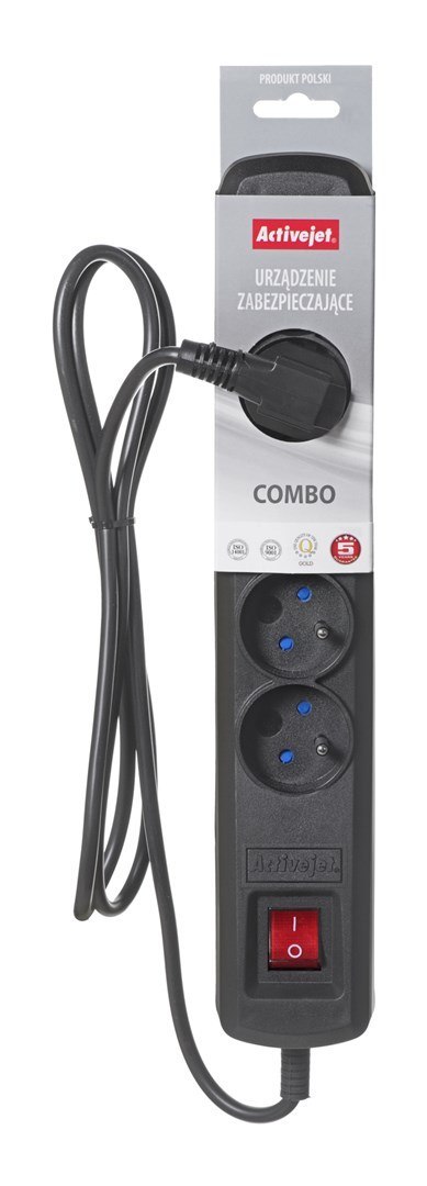 Listwa przeciwprzepięciowa Activejet 5gn/5m/cz (10A; 2300W) 5m; kolor czarny Listwa przeciwprzepięciowa Activejet 5gn/5m/cz (10A; 2300W) 5m; kolor czarny