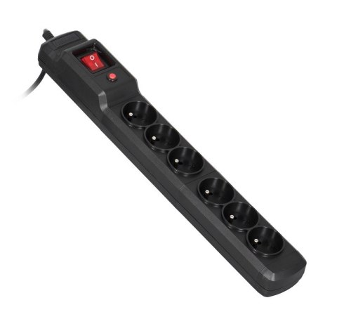 Listwa przeciwprzepięciowa Activejet COMBO 6gn/3m/cz (10A; 2300W) 3m; kolor czarny Listwa przeciwprzepięciowa Activejet COMBO 6gn/3m/cz (10A; 2300W) 3m; kolor czarny
