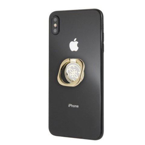 Guess Metal Ring Stand 4G - Magnetyczny uchwyt na palec do telefonu z funkcją standu (złoty/biały) Guess Metal Ring Stand 4G - Magnetyczny uchwyt na palec do telefonu z funkcją standu (złoty/biały)