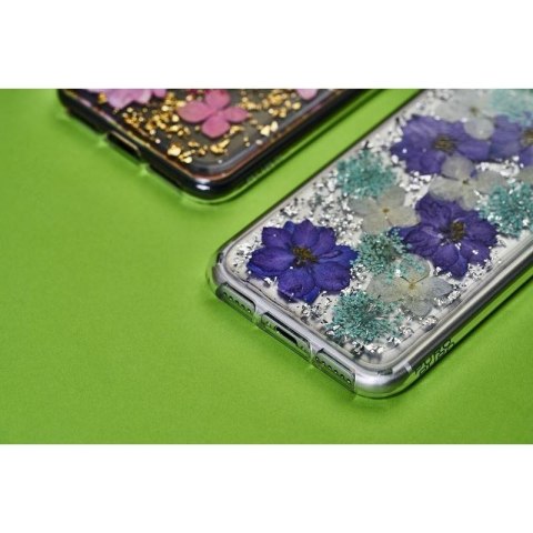 PURO Glam Hippie Chic Cover - Etui iPhone XR (prawdziwe płatki kwiatów zielone)