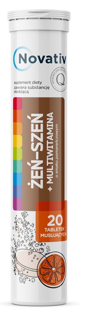 Novativ Żeń-szeń + Multiwitamina 20tabl. musujących Novativ Żeń-szeń + Multiwitamina 20tabl. musujących