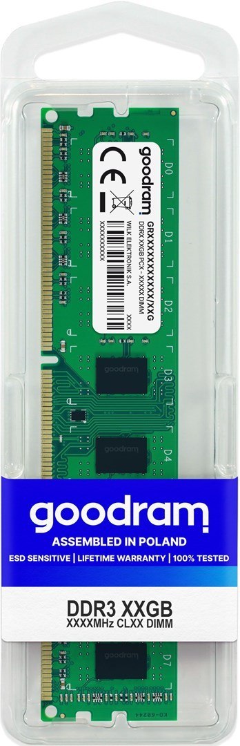Pamięć GoodRam GR1600D3V64L11/8G (DDR3 DIMM; 1 x 8 GB; 1600 MHz; CL11) Pamięć GoodRam GR1600D3V64L11/8G (DDR3 DIMM; 1 x 8 GB; 1600 MHz; CL11)