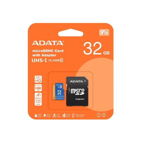 Karta pamięci z adapterem ADATA Premier AUSDH32GUICL10A1-RA1 (32GB; Class 10, V10; + adapter) Karta pamięci z adapterem ADATA Premier AUSDH32GUICL10A1-RA1 (32GB; Class 10, V10; + adapter)
