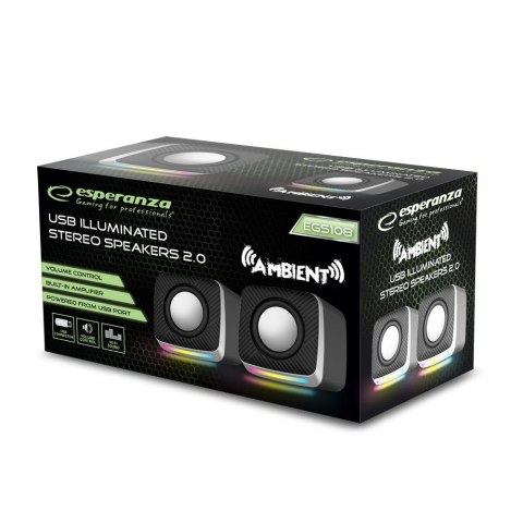 ESPERANZA GŁOŚNIKI 2.0 USB LED RAINBOW AMBIENT EGS108 ESPERANZA GŁOŚNIKI 2.0 USB LED RAINBOW AMBIENT EGS108
