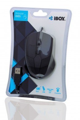 Mysz IBOX i005 LASEROWA PRZEWODOWA, USB IMLAF005 (laserowa; 1600 DPI; kolor czarny) Mysz IBOX i005 LASEROWA PRZEWODOWA, USB IMLAF005 (laserowa; 1600 DPI; kolor czarny)