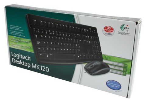 Zestaw klawiatura + mysz membranowa Logitech MK120 920-002563 (USB 2.0; (US); kolor czarny; optyczna) Zestaw klawiatura + mysz membranowa Logitech MK120 920-002563 (USB 2.0; (US); kolor czarny; optyczna)