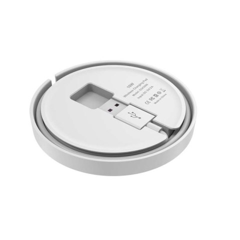 Budi - Ładowarka bezprzewodowa Qi 10W + wbudowany kabel (Biały) Budi - Ładowarka bezprzewodowa Qi 10W + wbudowany kabel (Biały)