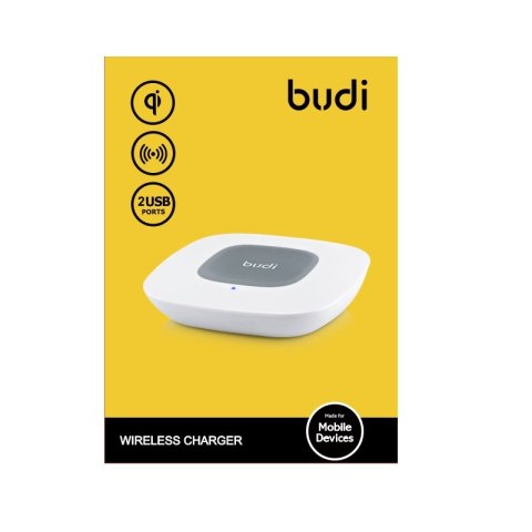 Budi - Ładowarka bezprzewodowa Qi oraz + porty USB (Biały) Budi - Ładowarka bezprzewodowa Qi oraz + porty USB (Biały)
