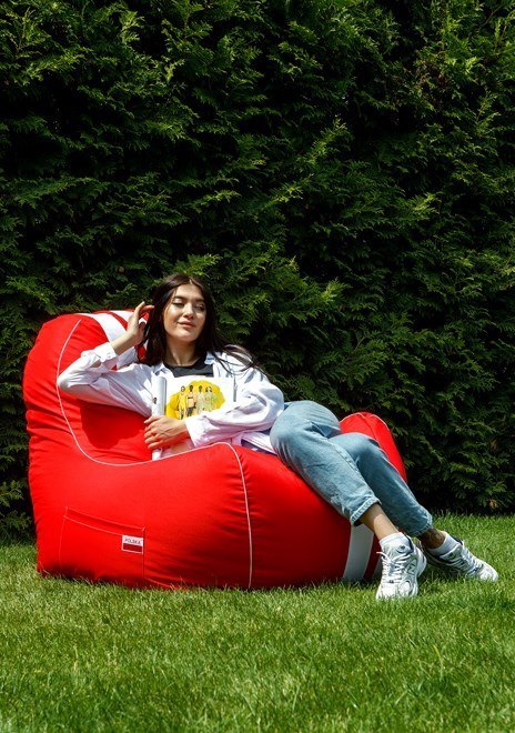 Pufa worek sako FERRARI czerwony-biały XXL 140x100 Pufa worek sako FERRARI czerwony-biały XXL 140x100