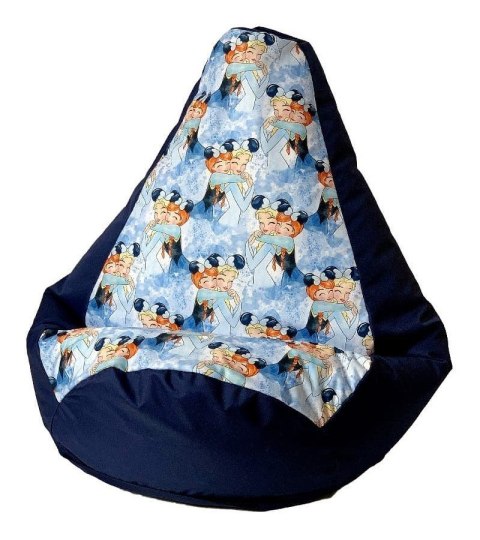 Pufa worek sako GRUSZA DRUK granatowy-Kraina Lodu XXL 140x100 Pufa worek sako GRUSZA DRUK granatowy-Kraina Lodu XXL 140x100