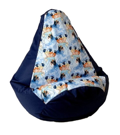 Pufa worek sako GRUSZA DRUK granatowy-Kraina Lodu XXL 140x100 Pufa worek sako GRUSZA DRUK granatowy-Kraina Lodu XXL 140x100