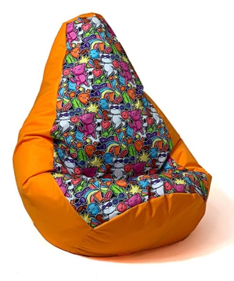 Pufa worek sako GRUSZA DRUK pomarańcz-bajkowy2 XL 130x90 Pufa worek sako GRUSZA DRUK pomarańcz-bajkowy2 XL 130x90