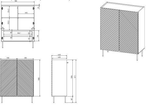 Regał 2D2SZ ONDA 98x45x127 czarny Regał 2D2SZ ONDA 98x45x127 czarny