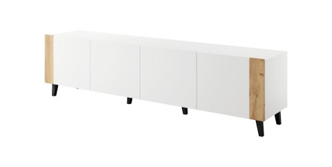 Szafka RTV FARO 200x42x52 biały mat + dąb craft Szafka RTV FARO 200x42x52 biały mat + dąb craft