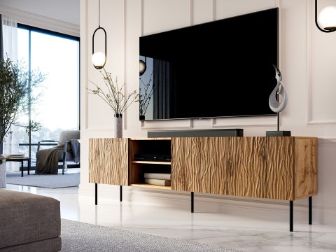 Szafka RTV JUNGLE 190x40,5x59,5 dąb wotan + czarne nóżki Szafka RTV JUNGLE 190x40,5x59,5 dąb wotan + czarne nóżki