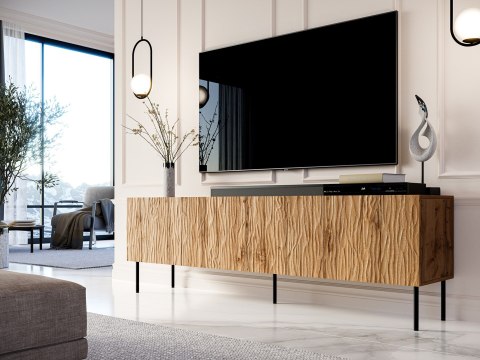 Szafka RTV JUNGLE 190x40,5x59,5 dąb wotan + czarne nóżki Szafka RTV JUNGLE 190x40,5x59,5 dąb wotan + czarne nóżki