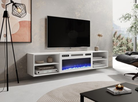 Szafka RTV POLO 180x33x39 biały + kominek biały Szafka RTV POLO 180x33x39 biały + kominek biały