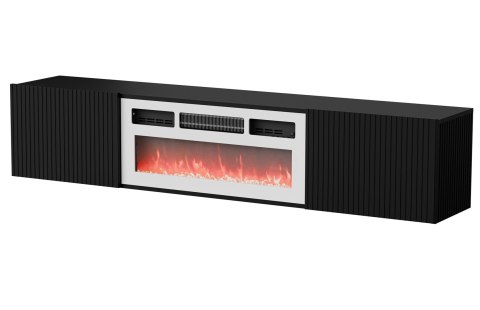Szafka RTV ROTA 183x35x37 czarny mat + biały kominek Szafka RTV ROTA 183x35x37 czarny mat + biały kominek