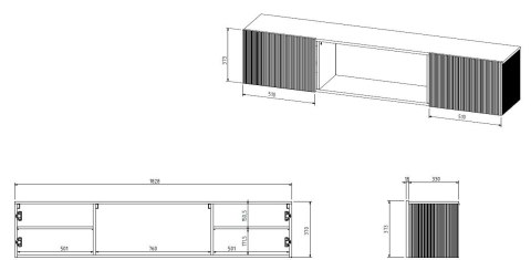 Szafka RTV ROTA 183x35x37 czarny mat + biały kominek Szafka RTV ROTA 183x35x37 czarny mat + biały kominek