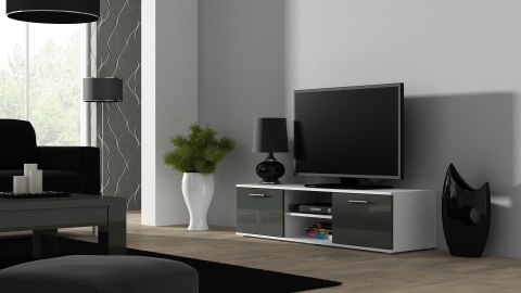 Szafka RTV SOHO 140 biały/ szary połysk Szafka RTV SOHO 140 biały/ szary połysk