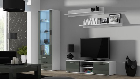 Szafka RTV SOHO 140 biały/ szary połysk Szafka RTV SOHO 140 biały/ szary połysk